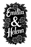 "Emilia & Helena" Morse Code bar Numbers outlined in vines intertwining tattoo design idea