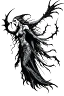 sylvanas in banshee form screaming tattoo design idea