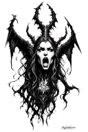 sylvanas in banshee form screaming tattoo design idea