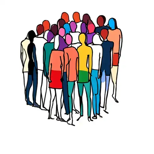 crowd of people with no faces tattoo design idea