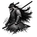 Japanese warrior in garden tattoo design idea