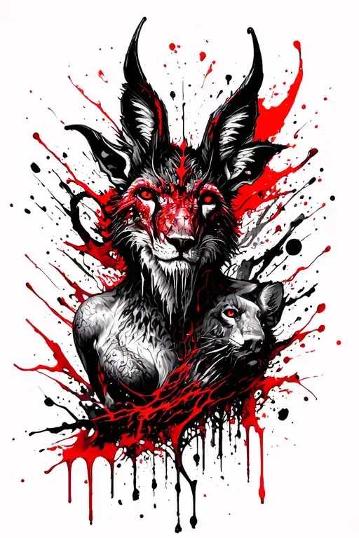 dark psychology themed tattoo featuring animals und demons tattoo design idea