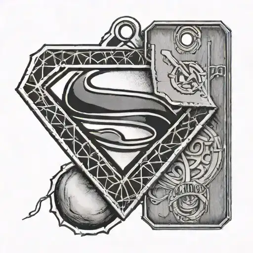 Superman logo on a military dog ​​tag with the symbol tattoo design idea