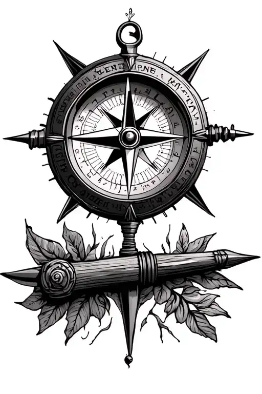 I want a compass that resemblance my late grandfather whose name was Shmuel and my mother whose name is marina  tattoo design idea