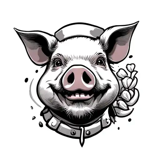 gluttony, jormugundr, chef pig tattoo design idea