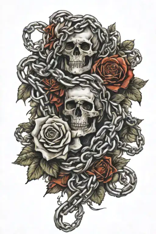 Rosen with blood and broken Chain links  tattoo design idea