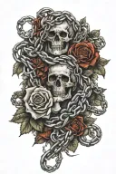 Rosen with blood and broken Chain links  tattoo design idea
