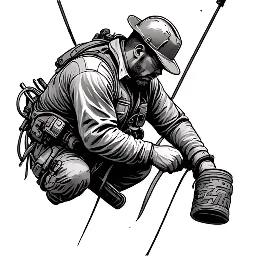 lineman working on power lines tattoo design idea