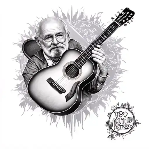 memory tattoo for grandpa with guitar  tattoo design idea