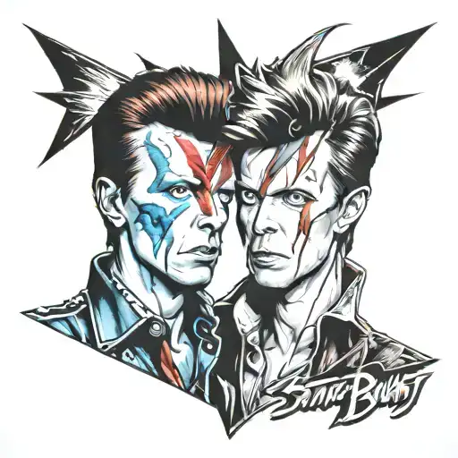 Stitch and David bowie Ziggy Stardust tattoo design idea