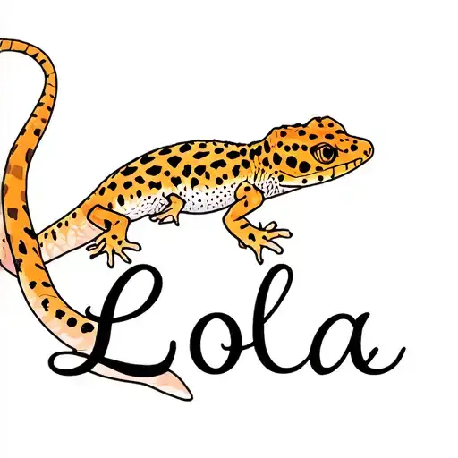 "Lola" Memorial raptor leopard gecko llying tattoo design idea