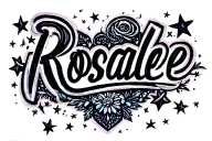 the name Rosalee with stars scattered tattoo design idea