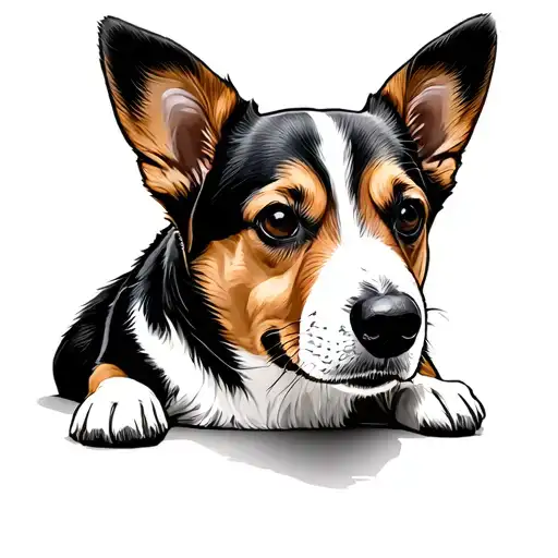 Corgi mixed with beagle dog tattoo design idea