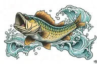 Bass jumping out of the water tattoo design idea