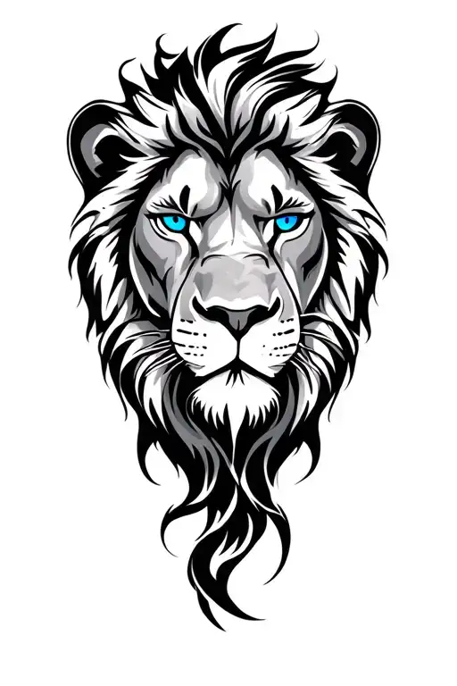 lion head blue eyes tattoo design idea