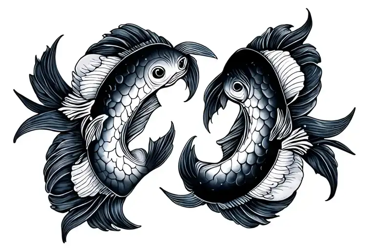 Pisces and Gemini zodiac sign tattoo design idea