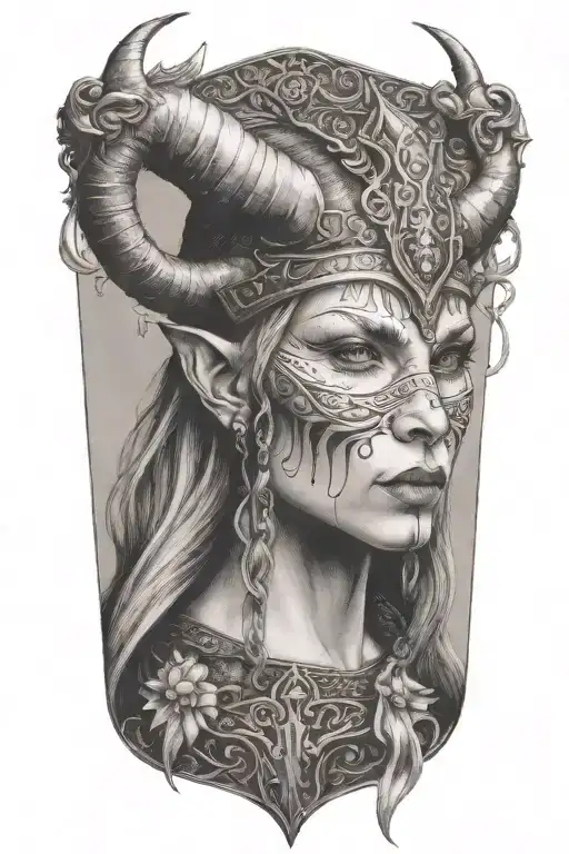 viking witch evil tattoo design idea