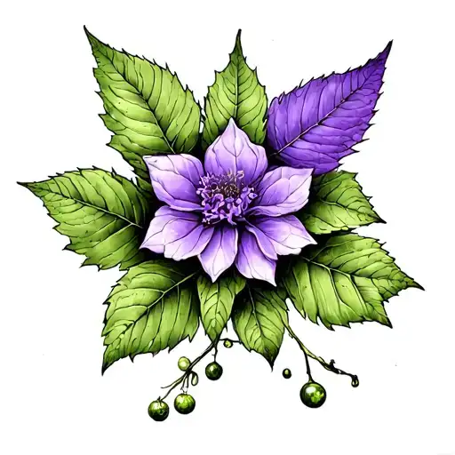 poison ivy with lavender  tattoo design idea