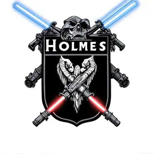 Holmes family coat of arms star wars style with light sabers tattoo design idea