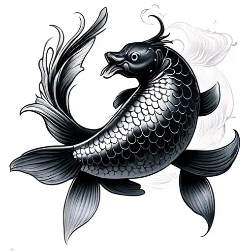 koi japanese zen samurai yin yan tattoo design idea