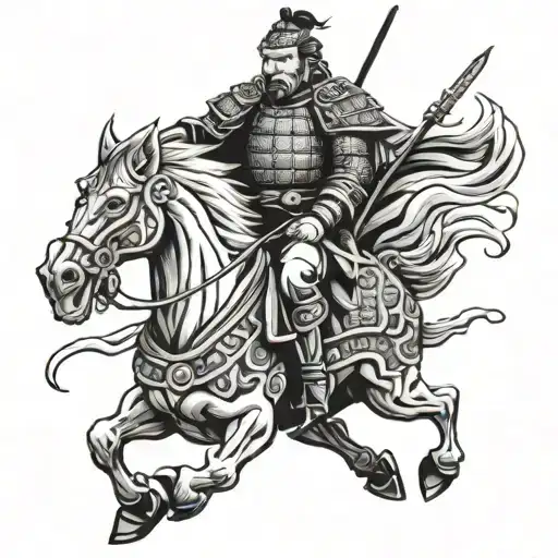 shogun on horse tattoo design idea