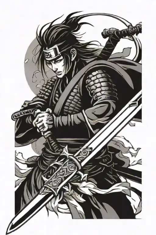 japan warrior katana sword tattoo design idea