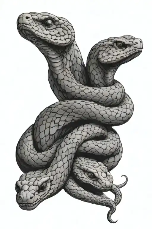 three headed snake wrapped tattoo design idea