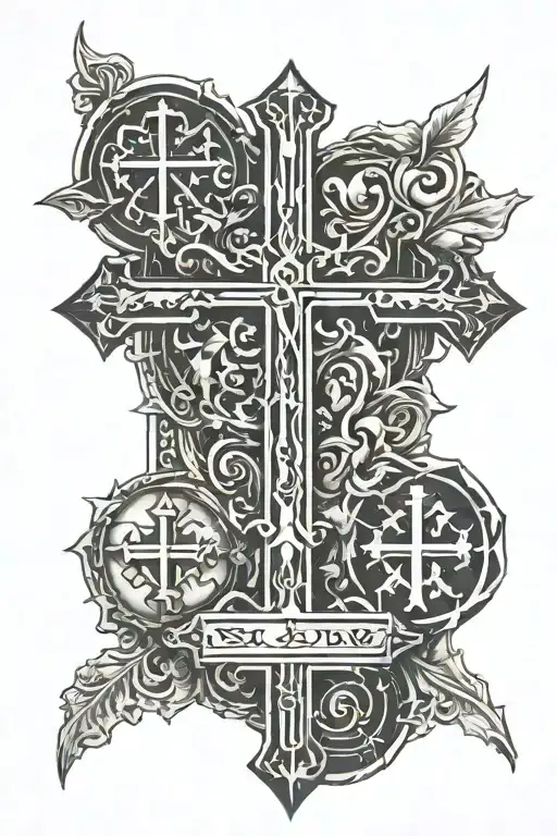 Galiyas name and 3 crosses tattoo design idea