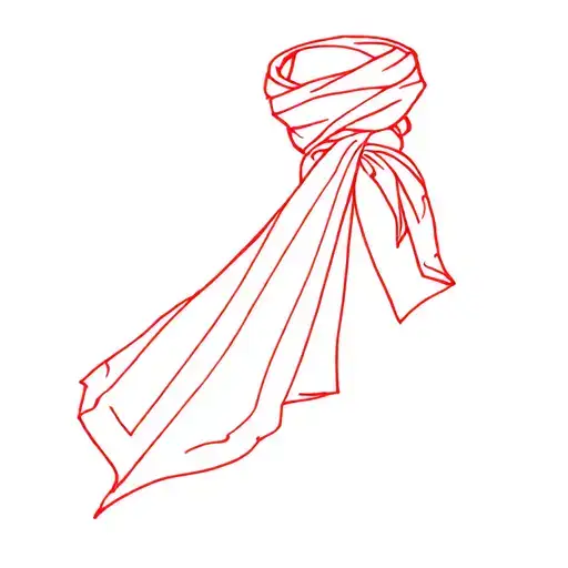 Red fine line scarf not filled in  tattoo design idea