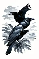 Hawaiian islands turning into crows flying tattoo design idea