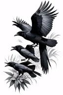 Hawaiian islands turning into crows flying tattoo design idea