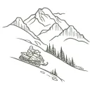 snowmobile mountain scene tattoo design idea