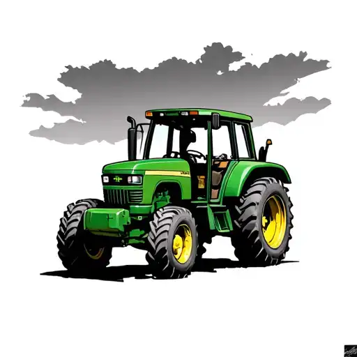 John Deere tractor and Chevy truck parked in front tattoo design idea