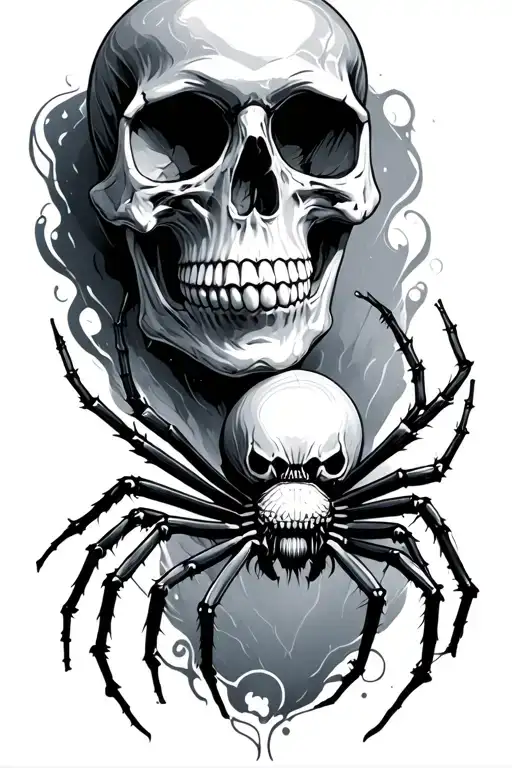 skull and spiders tattoo design idea
