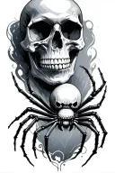 skull and spiders tattoo design idea