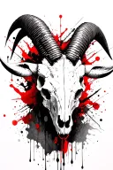 Capricorn goat skull with horns emerging tattoo design idea