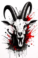 Capricorn goat skull with horns emerging tattoo design idea