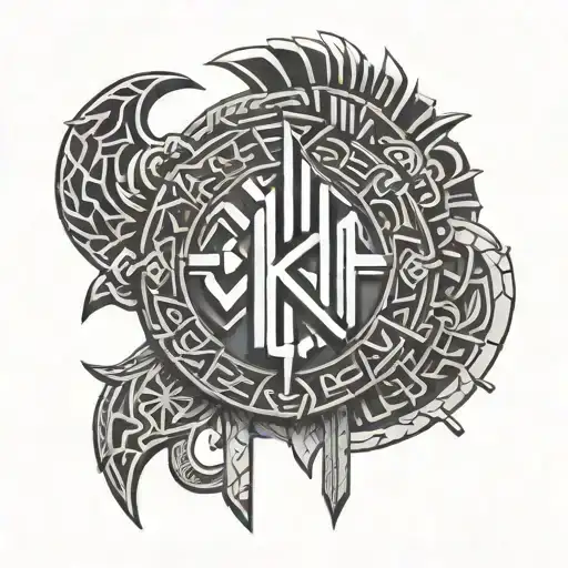 inca + viking runes tattoo design idea