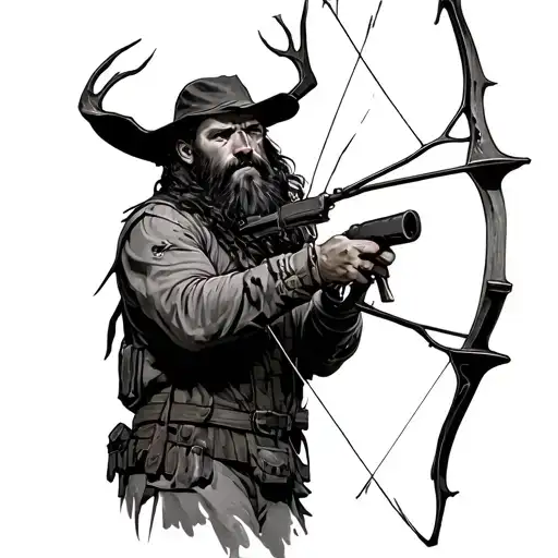 Genesis 27 3 bow hunting scene tattoo design idea