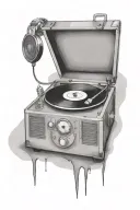 vinyl record player tattoo design idea