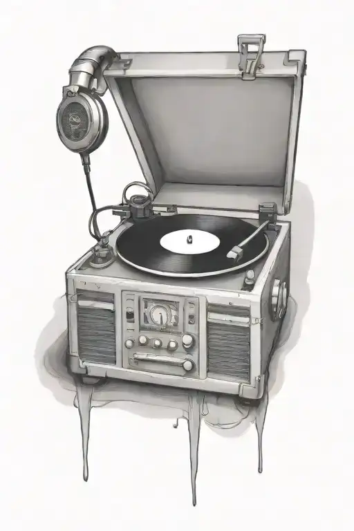 vinyl record player tattoo design idea