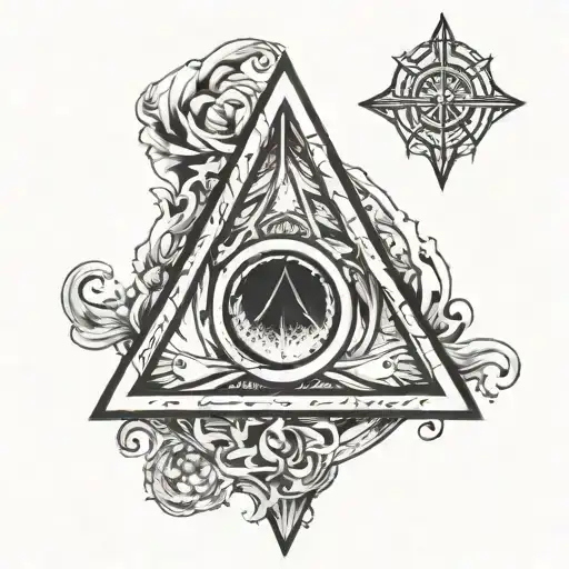 symbol of the deathly hallows with a specially highlighted symbol of immortality tattoo design idea