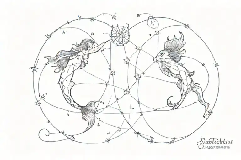 pisces and sagittarius constellation tattoo design idea
