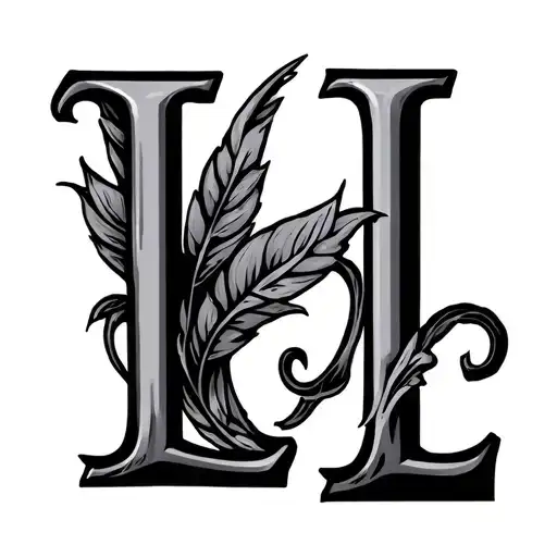 kids initials LL letters incorporating tattoo design idea
