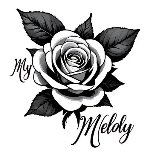 "My Melody" melody rose intertwined tattoo design idea