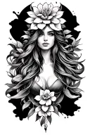 create a design symbolizing strength, healing, growth, survivor of hard times, never giving up, female unalome including tattoo design idea