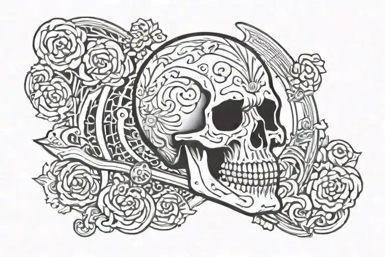 tarot card skull of death tattoo design idea