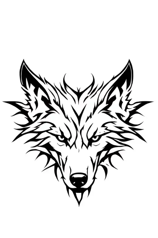 fenrir wolf head tattoo design idea
