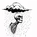 It's raining again, there's a dark cloud over your head with a skeleton tattoo design idea