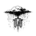 It's raining again, there's a dark cloud over your head with a skeleton tattoo design idea